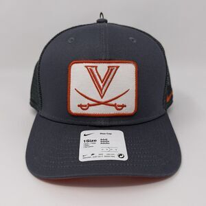 Nike Virginia Cavaliers UVA Hat Trucker Mesh Snapback Flint Grey Patch V Sabres